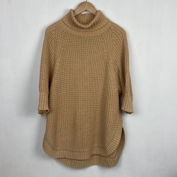 J.Crew S/M Knitted Tunic Sweater Turtleneck Tan - Picture 2 of 13